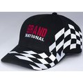 Black Structured Twill Cap w/ Checkered Racing Flag Trim
